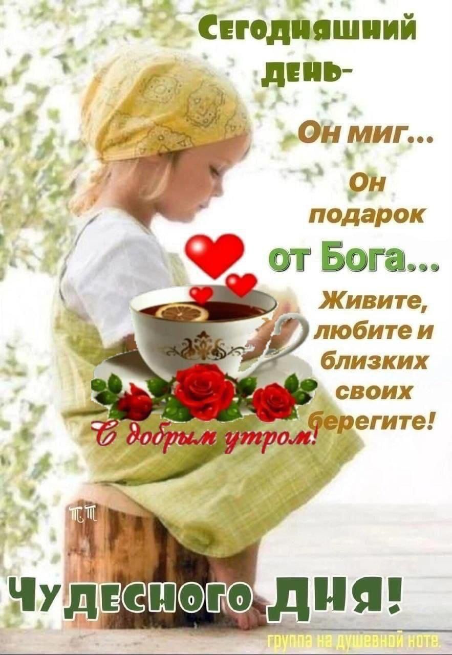 Сегодняшний день - Он миг... Он подарок от Бога... Живите, любите и близких своих берегите! С добрым утром! Чудесного дня!