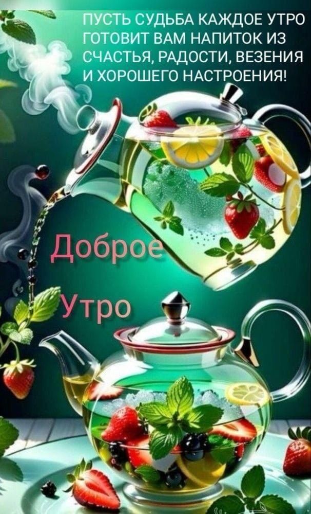 ПУСТЬ СУДЬБА КАЖДОЕ УТРО ГОТОВИТ ВАМ НАПИТОК ИЗ СЧАСТЬЯ, РАДОСТИ, ВЕЗЕНИЯ И ХОРОШЕГО НАСТРОЕНИЯ!
Доброе Утро