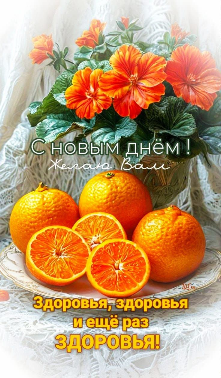 С новым днём ! Желаю Вам Здоровья, здоровья и ещё раз ЗДОРОВЬЯ!