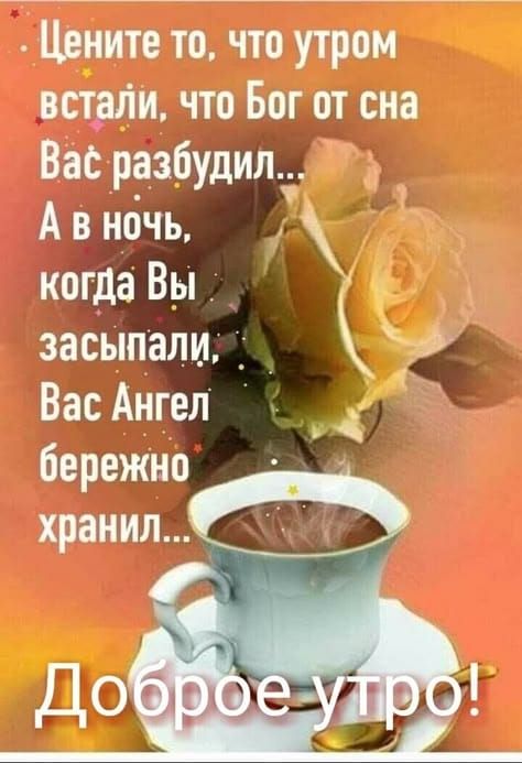 Цените то, что утром встали, что Бог от сна Вас разбудил... А в ночь, когда Вы засыпали, Вас Ангел бережно хранил...
Доброе утро!