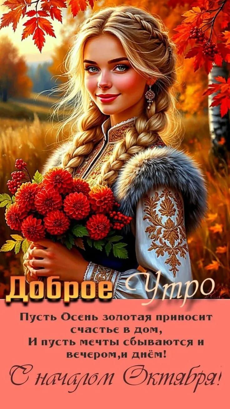 Доброе Утро
Пусть Осень золотая приносит счастье в дом, И пусть мечты сбываются и вечером, и днём! С началом Октября!