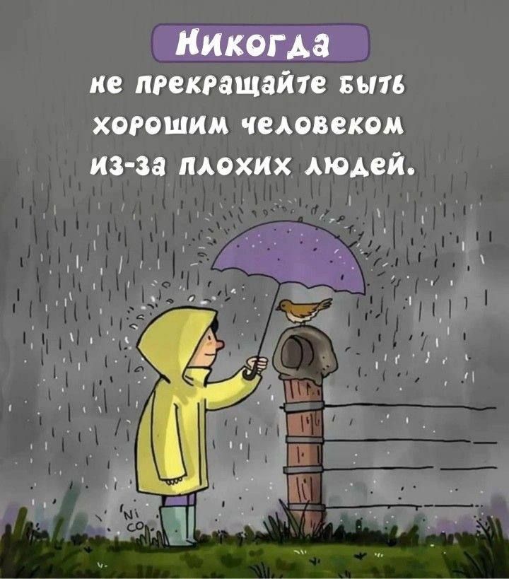Никогда не прекращайте быть хорошим человеком из-за плохих людей.