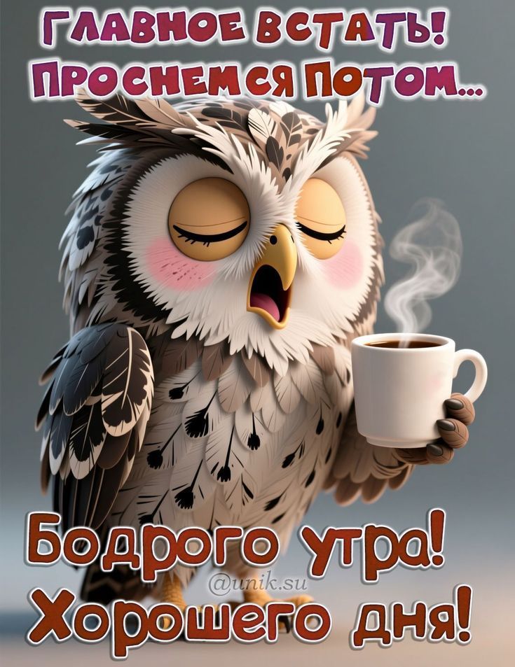 ГЛАВНОЕ ВСТАТЬ! ПРОСНЕМСЯ ПОТОМ...
Бодрого утра! Хорошего дня!