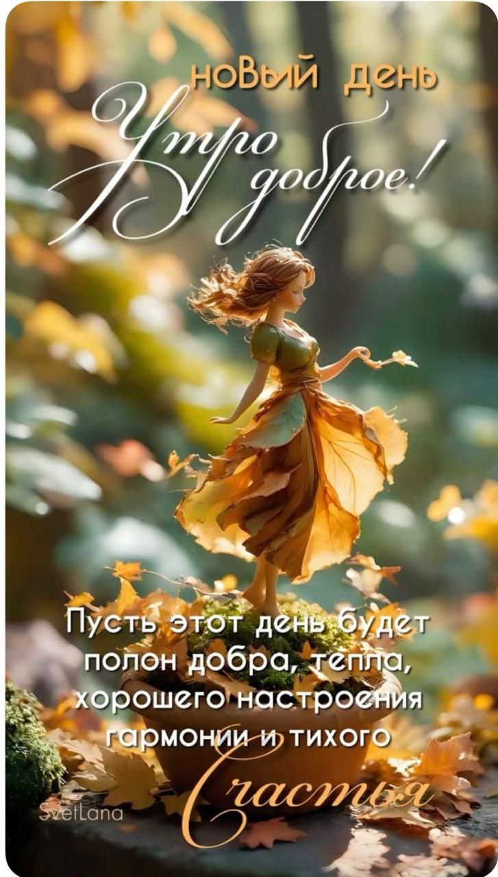 новый день Утро доброе! Пусть этот день будет полон добра, тепла, хорошего настроения гармонии и тихого счастья