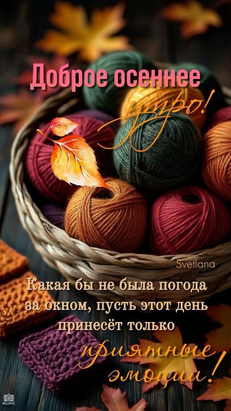 Доброе осеннее утро! Какая бы не была погода за окном, пусть этот день принесёт только уютные эмоции! 