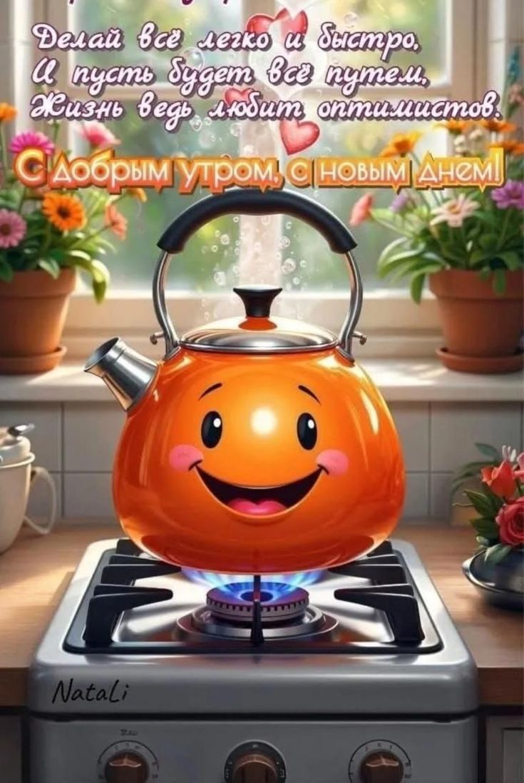 Делай всё легко и быстро, А пусть будет всё путём, Жизнь ведь любит оптимистов. С добрым утром, с новым днём!
