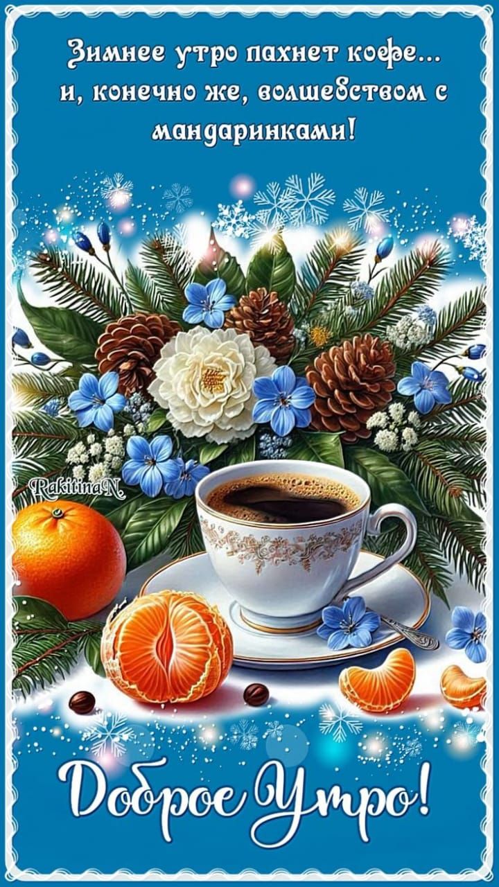 Зимнее утро пахнет кофе... и, конечно же, волшебством с мандаринками! Доброе утро!