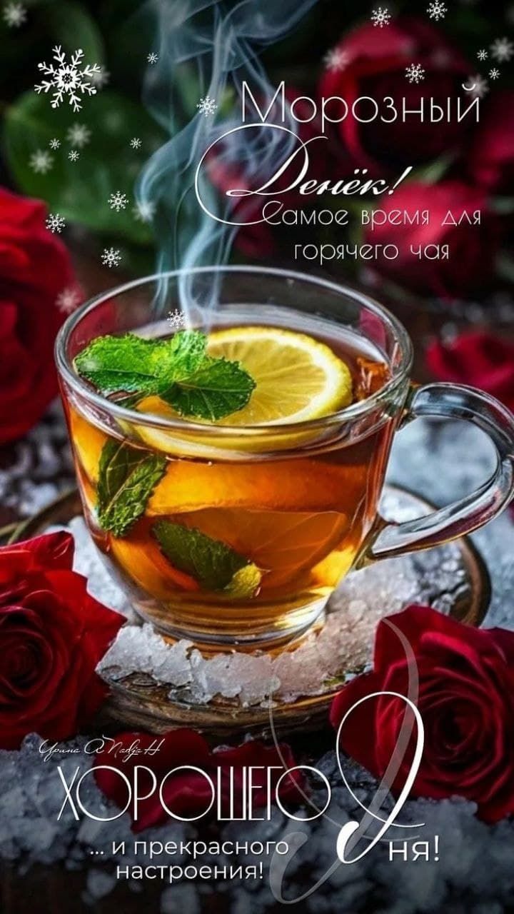 Морозный день! Самое время для горячего чая ... Хорошего настроения!