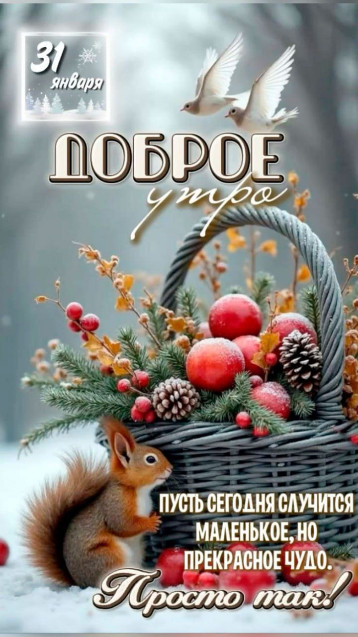 31 января
Доброе утро
Пусть сегодня случится маленькое, но прекрасное чудо...
Просто так!