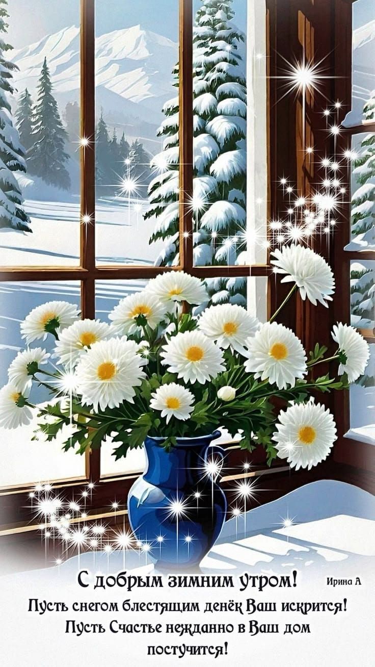 С добрым зимним утром! Пусть снегом блестящим денёк Ваш искрится! Пусть счастье нечастно в Ваш дом постучится!