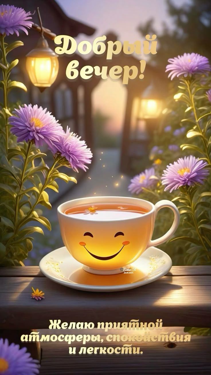 Добрый вечер! Желаю приятной атмосферы, спокойствия и легкости.