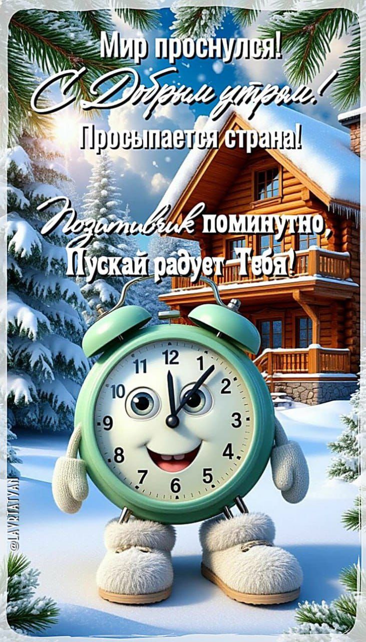 Мир проснулся! С Добрым утром! Пробуждается страна! Пожеливик поминутно, Пусть радует тебя!