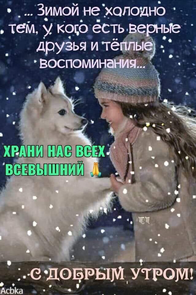 Зимой не холодно тем, у кого есть верные друзья и тёплые воспоминания... Храни нас всех Всевышний 🙏 С добрым утром!