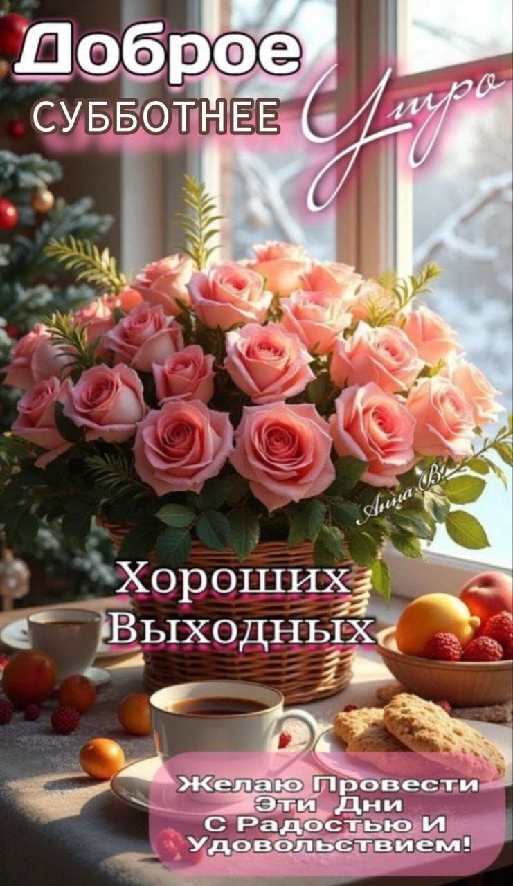 Доброе субботнее утро\nХороших выходных\nЖелаю провести эти дни с радостью и удовольствием!