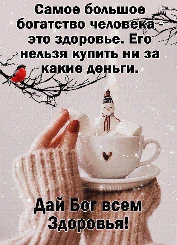 Самое большое богатство человека - это здоровье. Его нельзя купить ни за какие деньги. Дай Бог всем Здоровья!