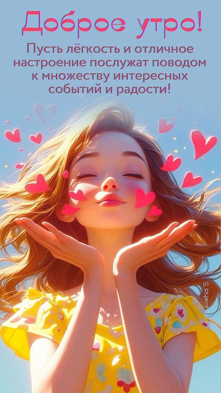 Доброе утро! Пусть лёгкость и отличное настроение послужат поводом к множеству интересных событий и радости!
