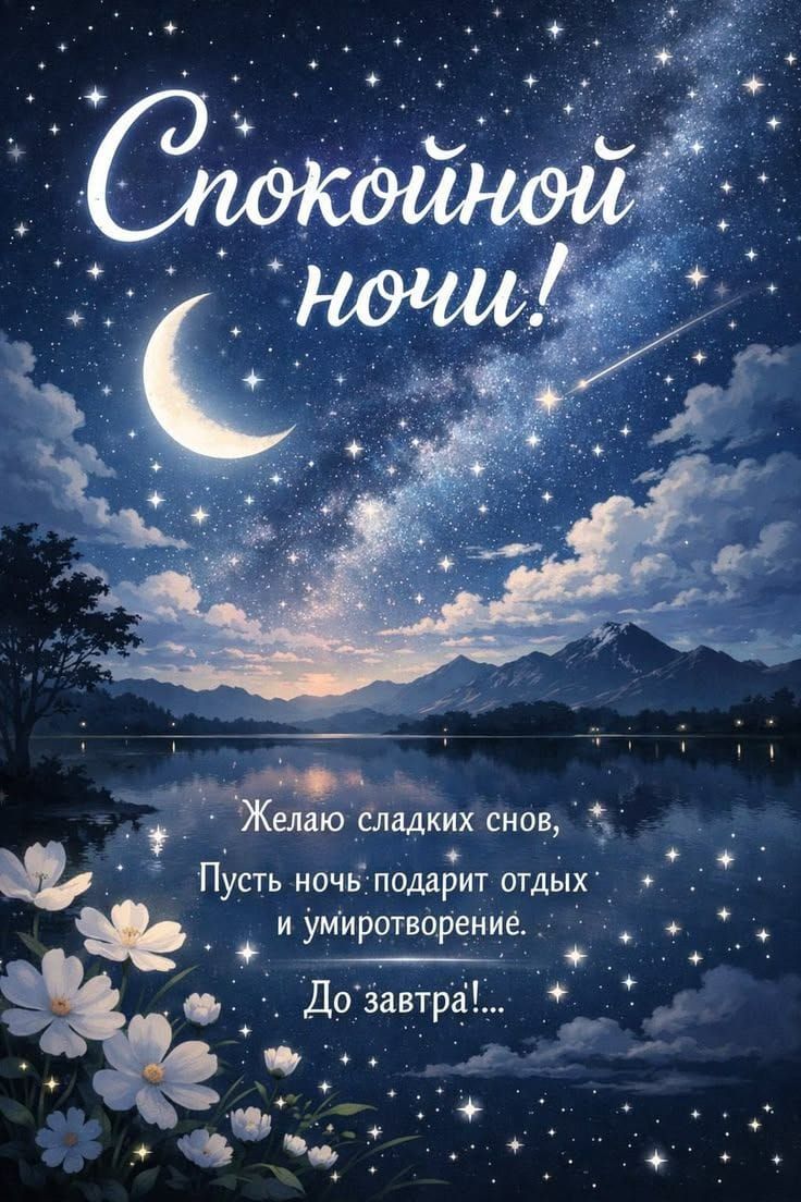 Спокойной ночи! Желаю сладких снов, Пусть ночь подарит отдых и умиротворение. До завтра!...