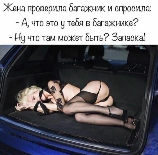 Жена проверила багажник и спросила Д что это у тебя в багажнике Ну что там может быть Запаска