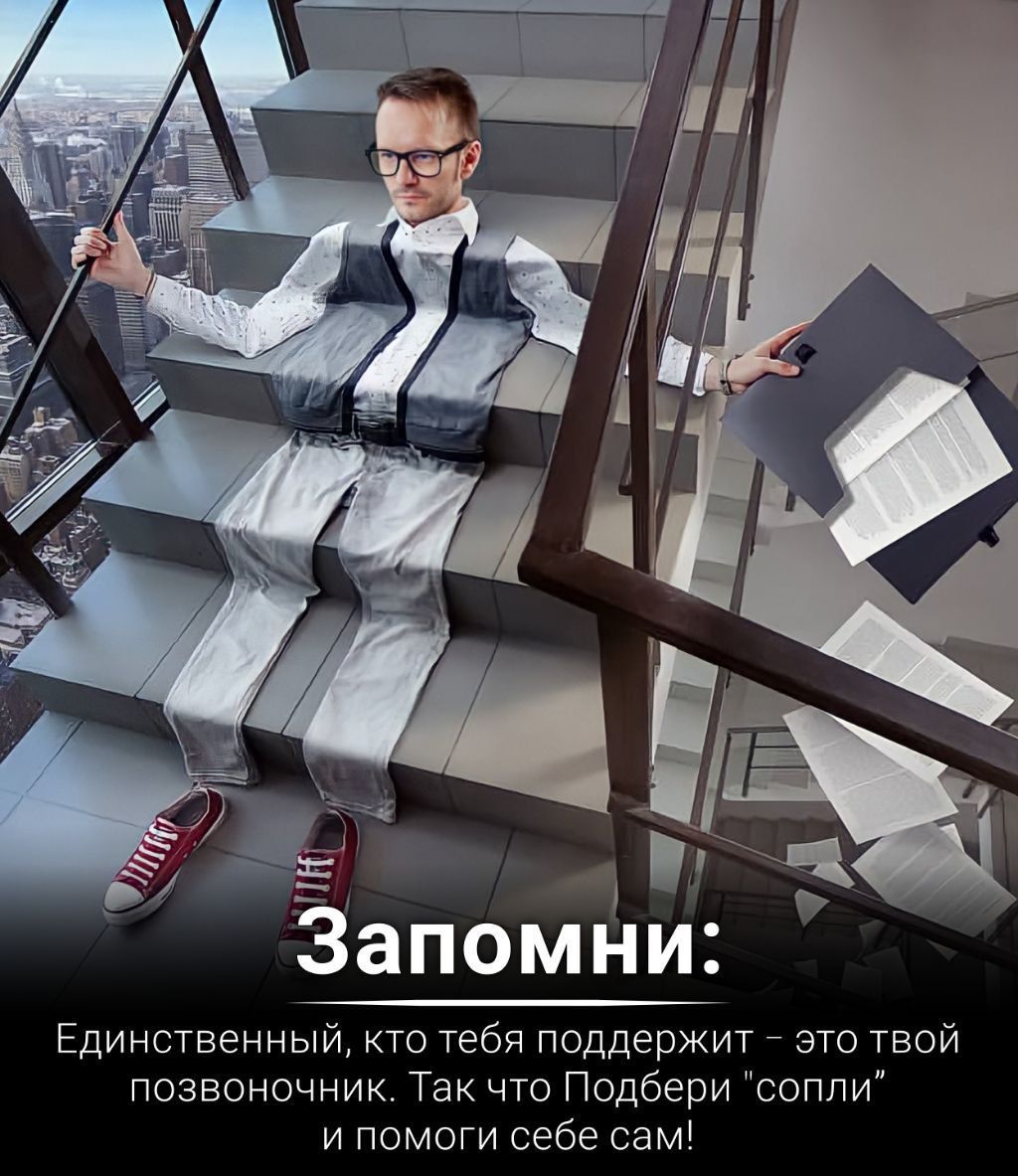 Запомни Единственный кто тебя поддержит это ТВОЙ позвоночник Так что Подбери соппи и помоги себе самі
