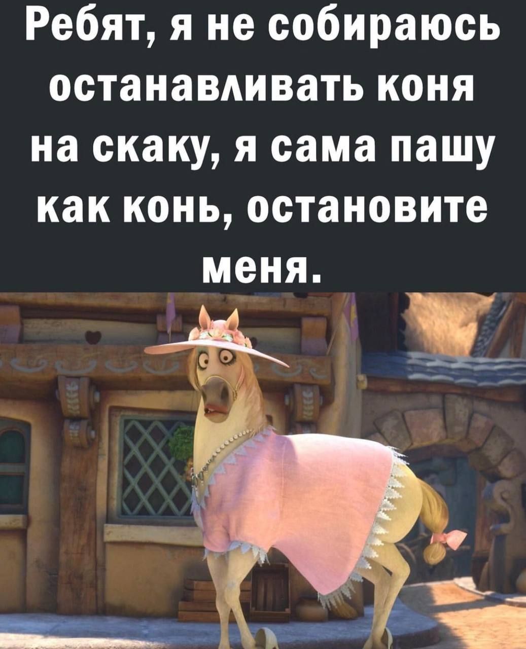 Ребят я не собираюсь останавливать коня на скаку я сама пашу как конь остановите меня