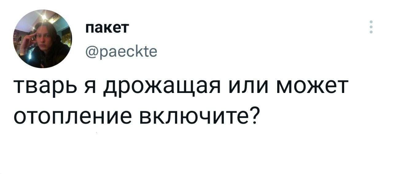пакет раесще тварь я дрожащая или может отопление включите