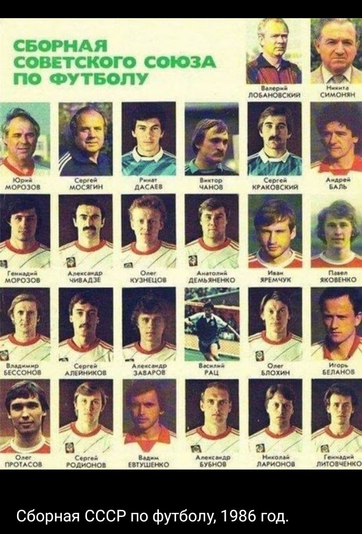 СБОРНАЯ СОВЕТСКОГО СОЮЗА ПО ФУТБОЛУ Сборная СССР по Футболу 1986 год