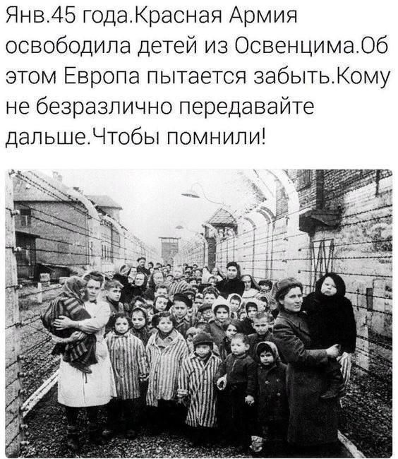 Янв45 годаКрасная Армия освободила детей из ОсвенцимаОб этом Европа пытается забытьКому не безразлично передавайте дальшеЧтобы помнили
