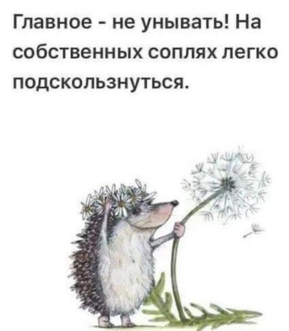 Главное не унывать На собственных соплях легко ПОДСКОПЬЗНУТЬСЯ