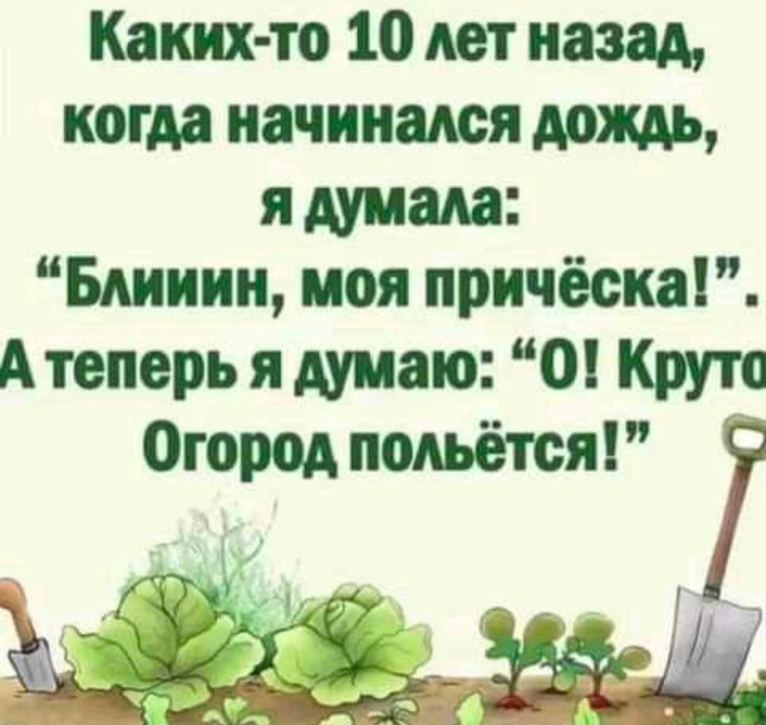 Каких то 10 лет назад когда начинался дождь я думала Бмиии моя причёска Атеперь я думаю О Крута Огород польётся