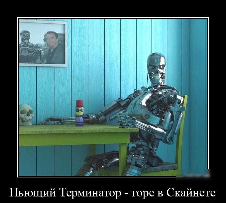 Пьющий Терминатор горе в Скайнете