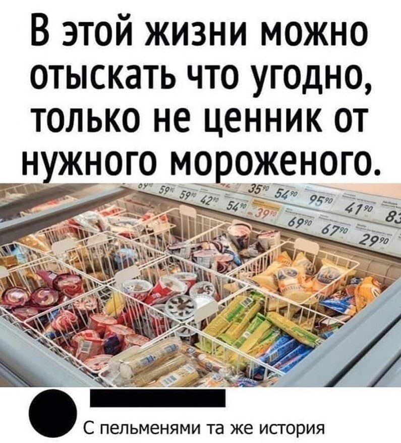 В этой жизни можно отыскать что угодно только не ценник от нужного мороженого _ С пельменями та же история