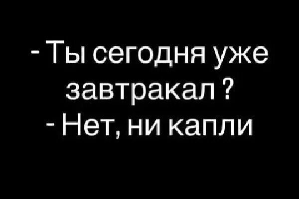 Ты сегодня уже завтракал Нет ни капли