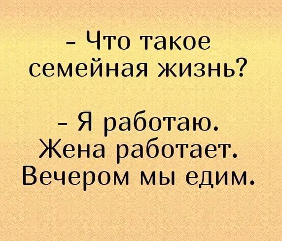 Что такое семейная жизнь Я работаю Жена работает Вечером мы едим