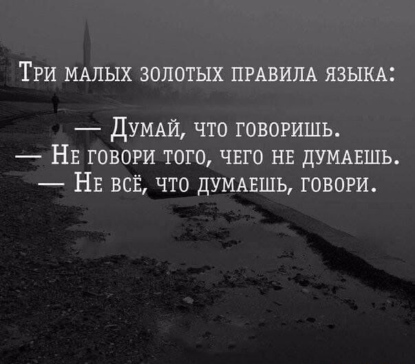 ТРИ МАЛЫХ ЗОЛОТЫХ ПРАВИЛА ЯЗЫКА ДУМАЙ ЧТО ГОВОРИШЬ НЕ ГОВОРИ ТОГО ЧЕГО НЕ ДУМАЕШЬ НЕ ВСЁ ЧТО ДУМАЕШЪ ГОВОРИ
