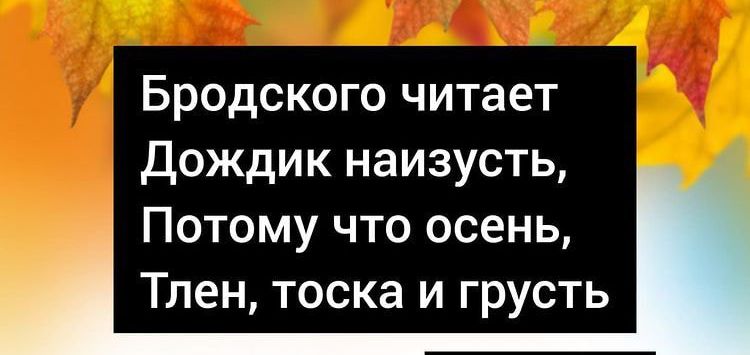 Бродского читает Дождик наизусть Потому что осень Тлен тоска и грусть