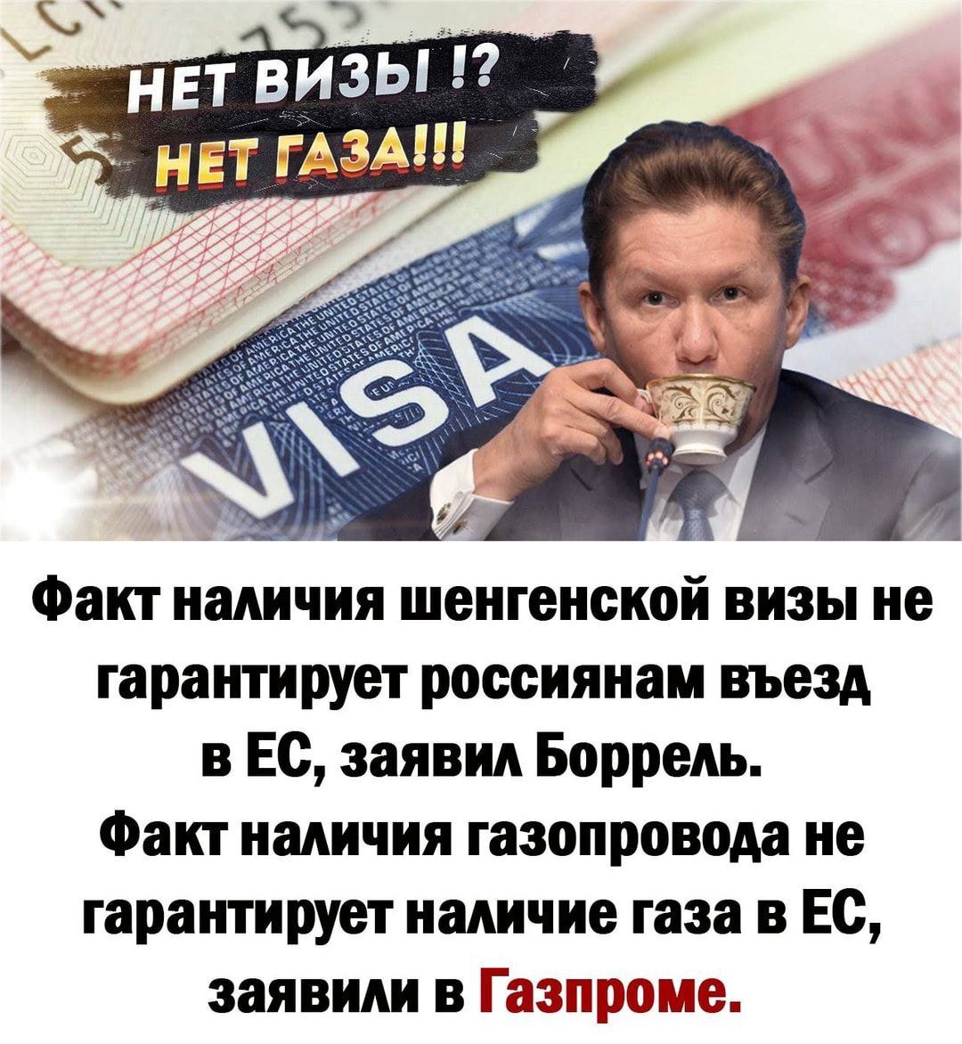 Факт наничия шенгенской визы не гарантирует россиянам въезд в Ес заявил Боррель Факт наличия газопровпда не гарантирует наличие газа в Ес заявили в Газнрщее