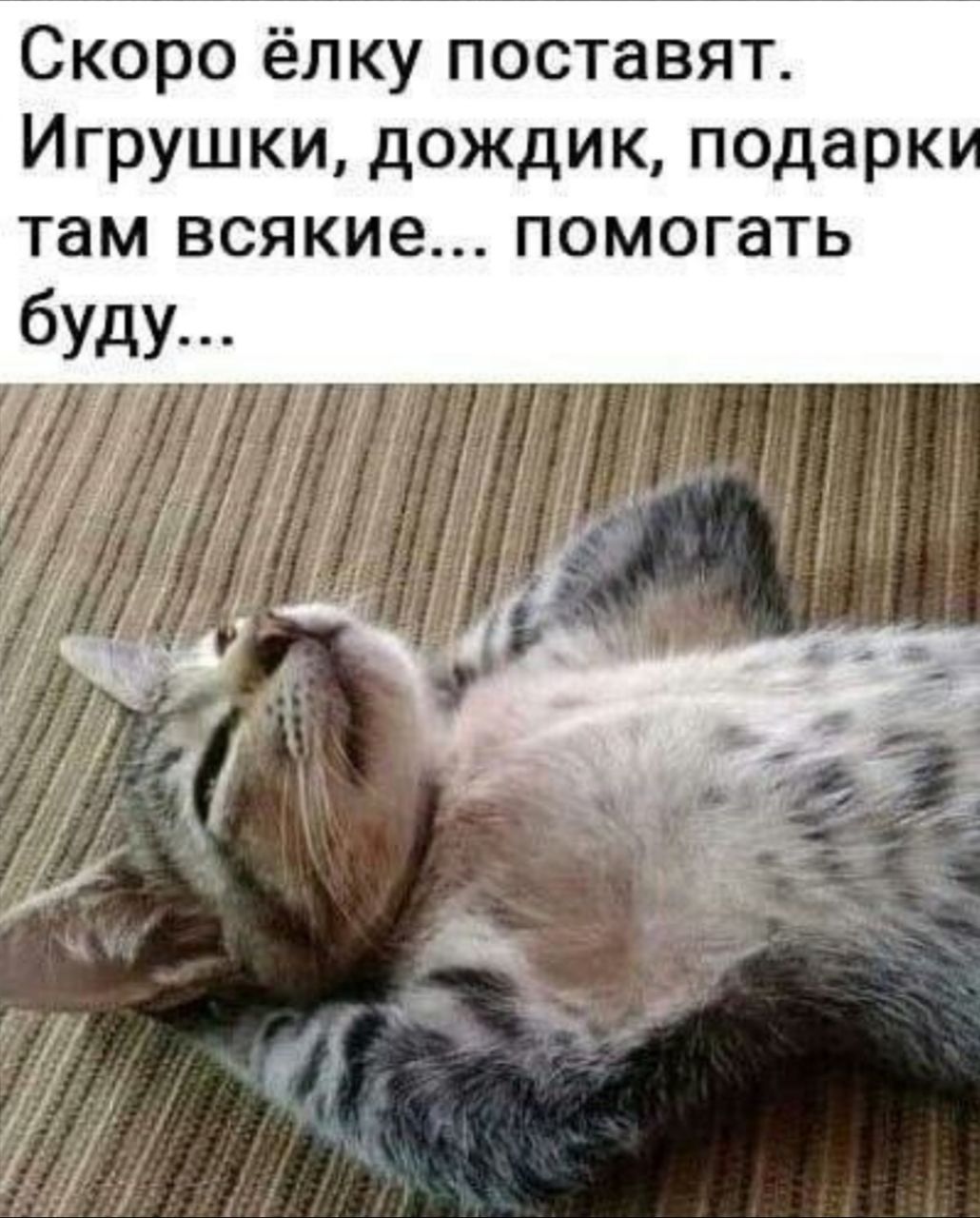 Скоро ёлку поставят Игрушки дождик подарк там всякие помогать