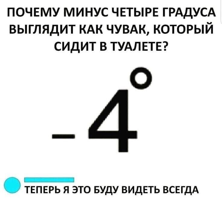 ПОЧЕМУ МИНУС ЧЕТЫРЕ ГРАДУСА ВЫГЛЯДИТ КАК ЧУВАК КОТОРЫЙ СИДИТ В ТУАЛЕТЕ О _ теперь я это вуду видеть ВСЕГДА