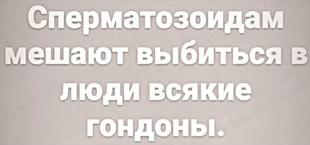 Сперматозоидам мешают выбиться в люди всякие гондоны