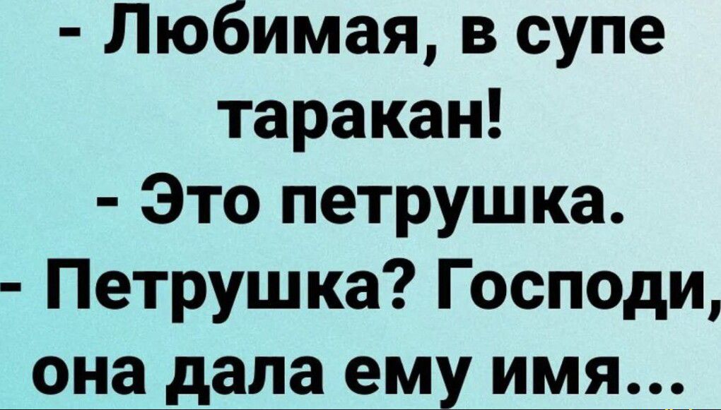 Любимая в супе таракан Это петрушка Петрушка Господи 839 ИМЯ
