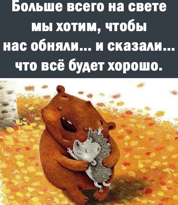 Больше всего на свете мы хотим чтобы нас обняли и сказали что всё будет хорошо