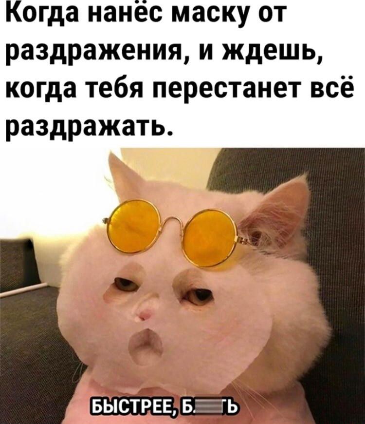 Когда нанёс маску от раздражения и ждешь когда тебя перестанет всё раздражать