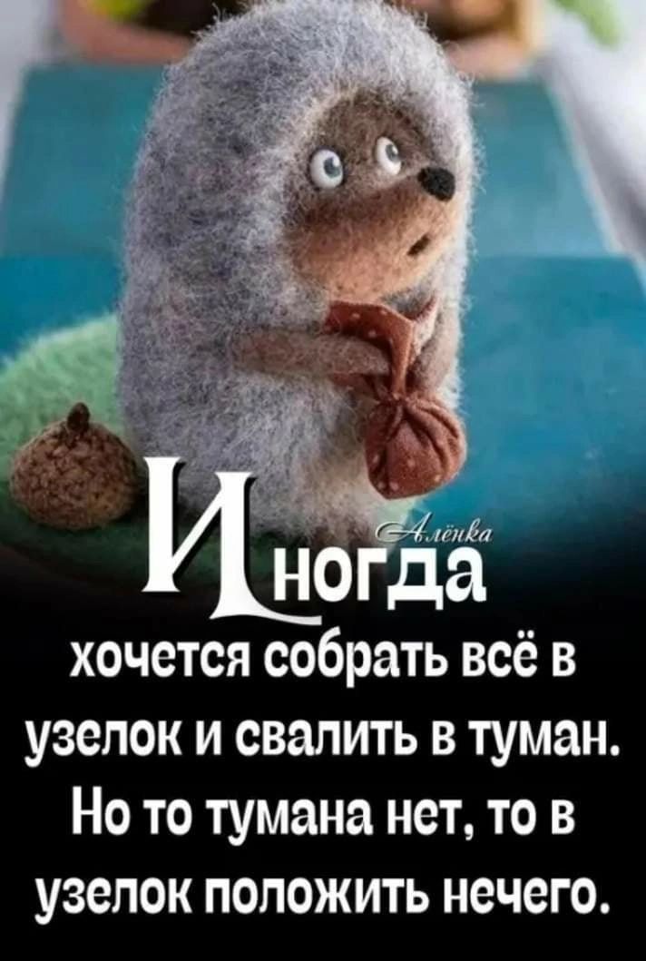 хочется собрать всё в узелок и свалить в туман Но то тумана нет то в узелок положить нечего