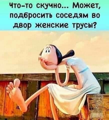 1то то скучно Может подбросить соседям во двор женские трусы