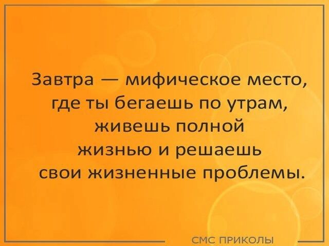 Завтра мифическое место где ты бегаешь по утрам живешь полной жизнью и решаешь свои жизненные проблемы смс приколы _