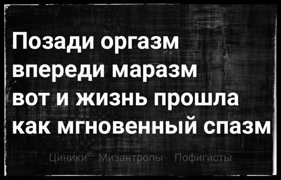 Ё _ Позади оргазм впереди маразм вот и жизнь прошла 5 как мгновенный спазм і___ _