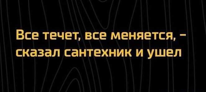 Все течет все меняется сказал сантехник и ушел