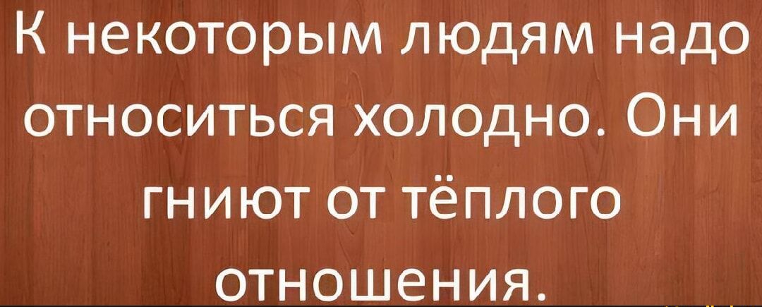 К некоторым людям надо относиться холодно Они гниют от тёплого отношения