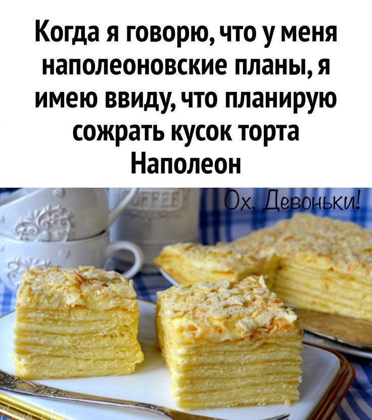 Когда я говорю что у меня наполеоновские планы я имею ввиду что планирую сожрать кусок торта Наполеон