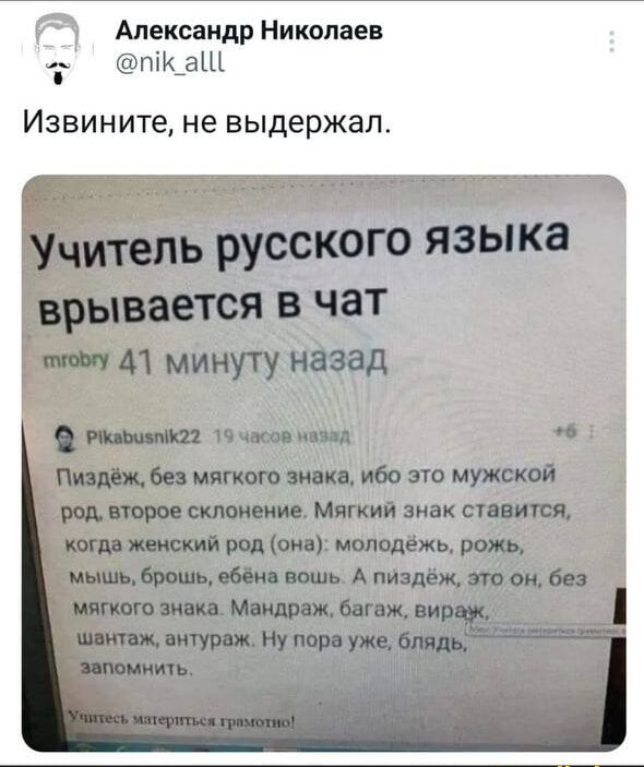 Александр Николаев Т піКаШ Извините не выдержал